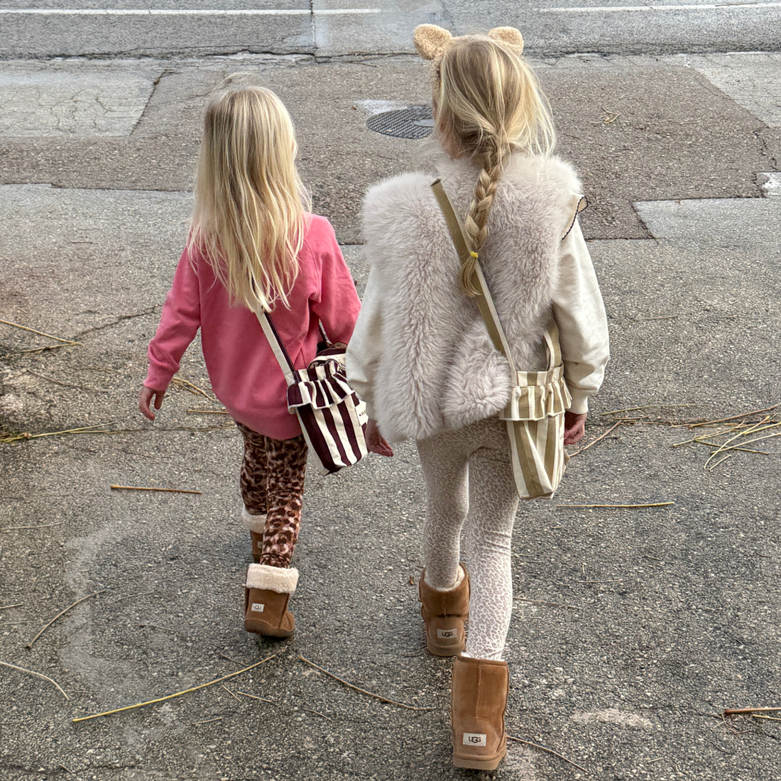 Mini Ruffle Bag - Beige Stripe