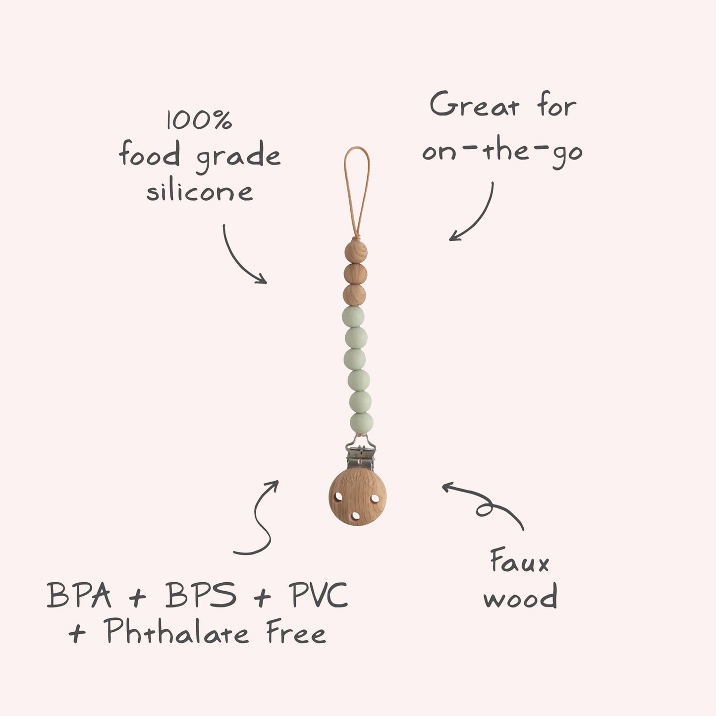 Mushie Pacifier Clip Halo - Sage