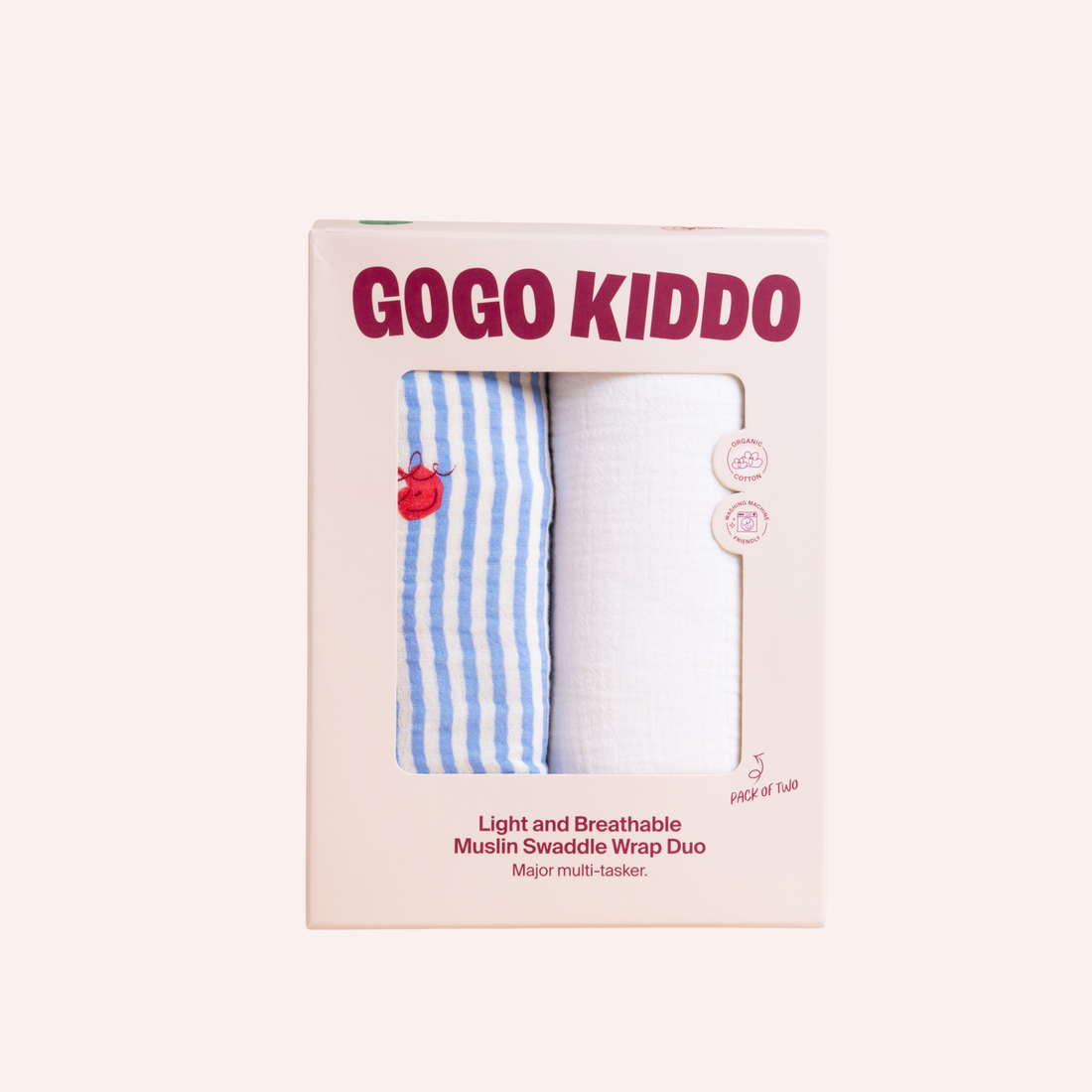 Light and Breathable Muslin Swaddle Duo - Cherry Chic