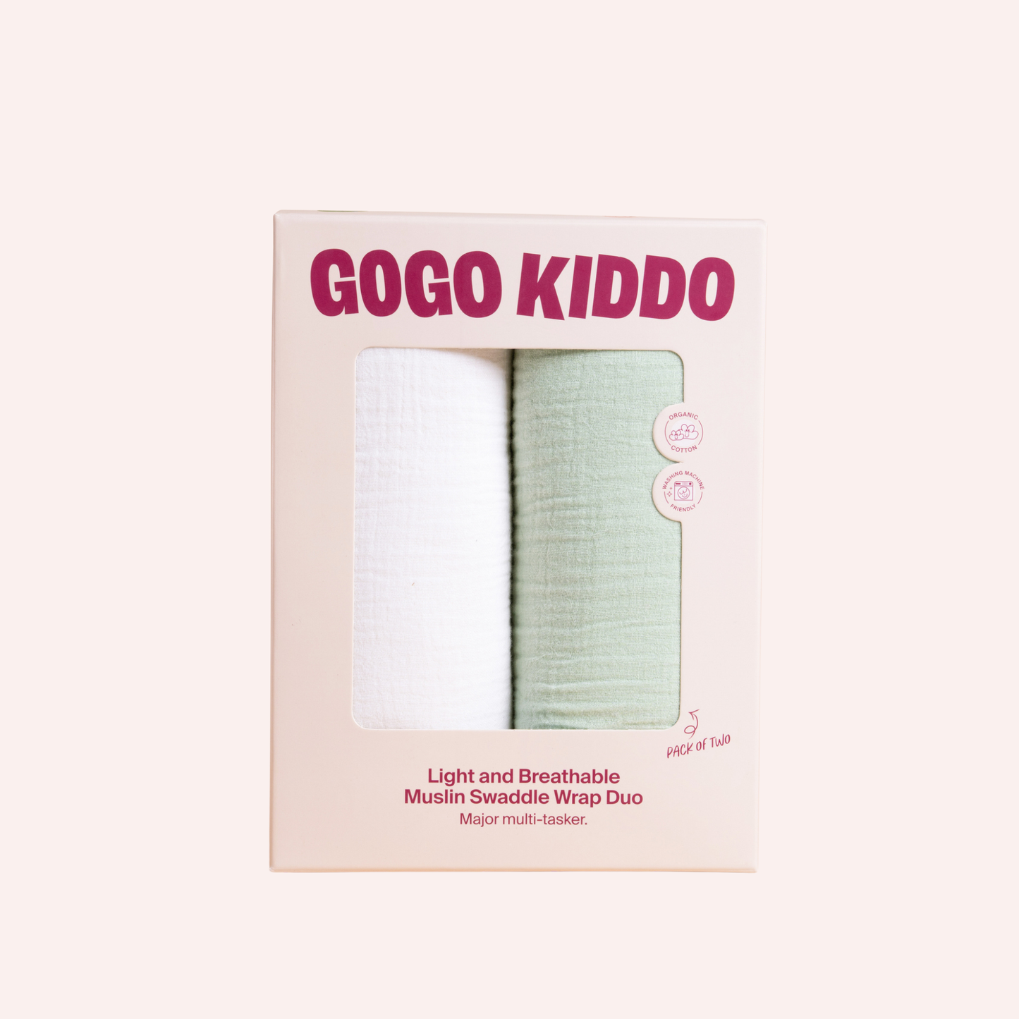 Light and Breathable Muslin Swaddle Duo - Ivory/Sage