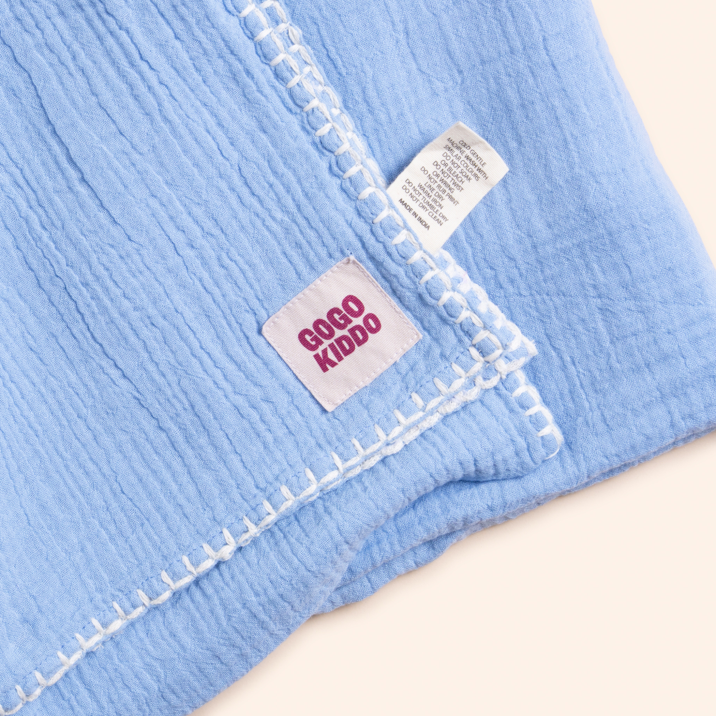 Light and Breathable Muslin Swaddle Wrap - Periwinkle/Ivory