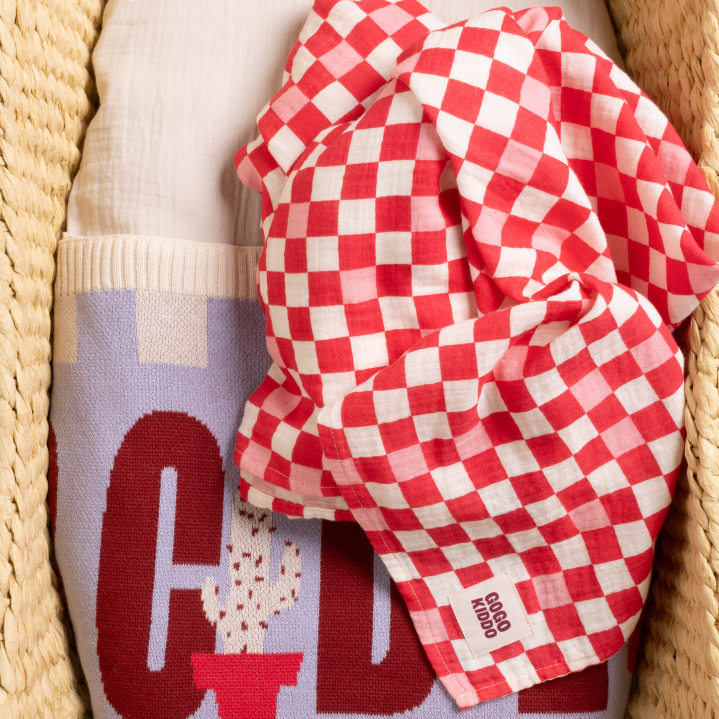 Light and Breathable Muslin Swaddle Wrap - Pink Check
