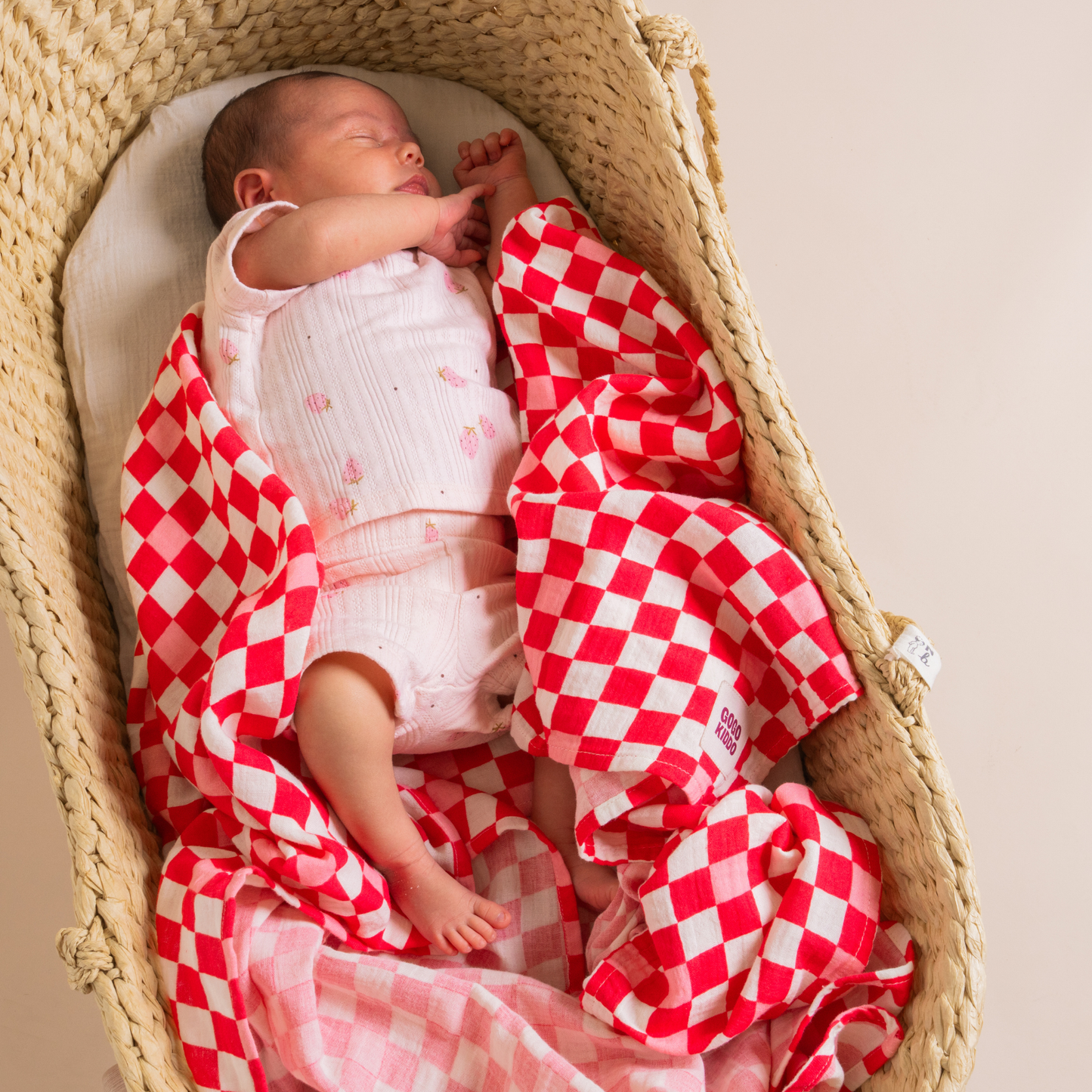 Light and Breathable Muslin Swaddle Wrap - Pink Check