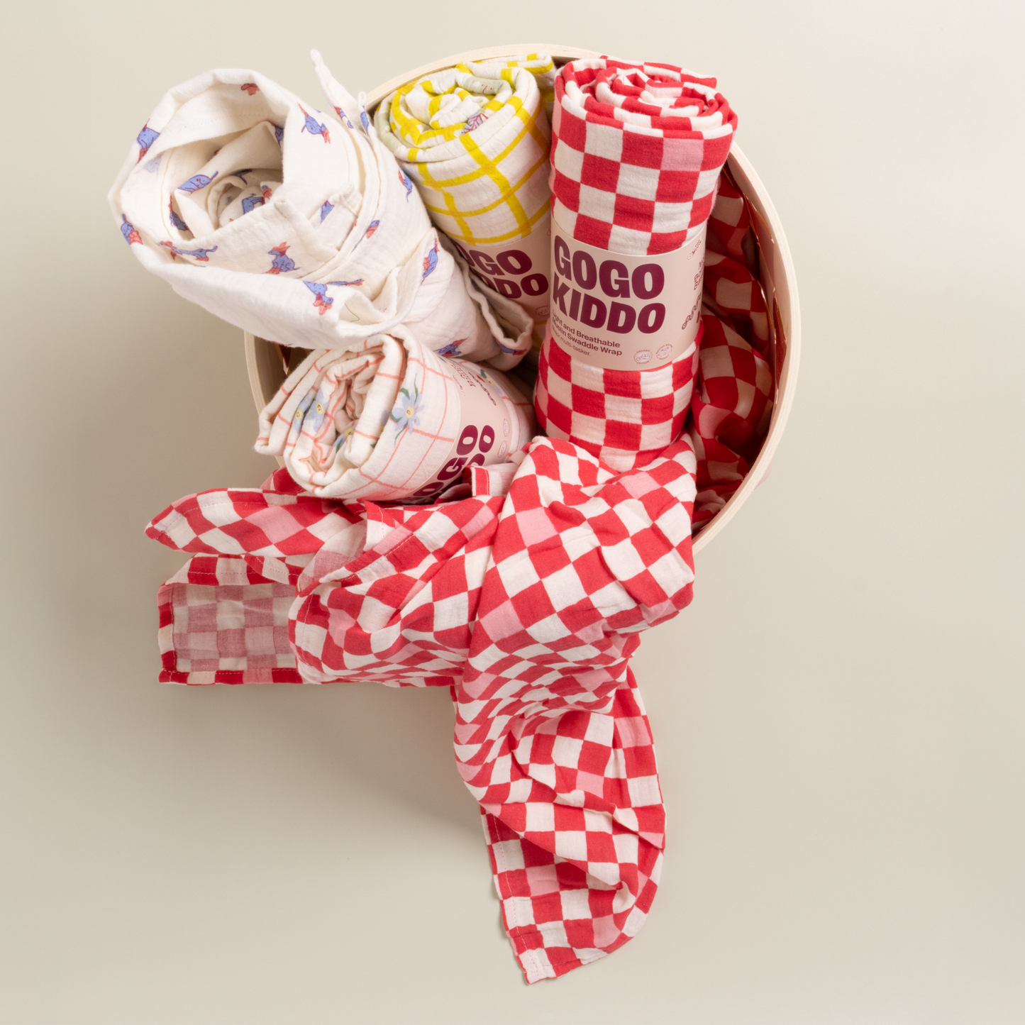 Light and Breathable Muslin Swaddle Wrap - Pink Check