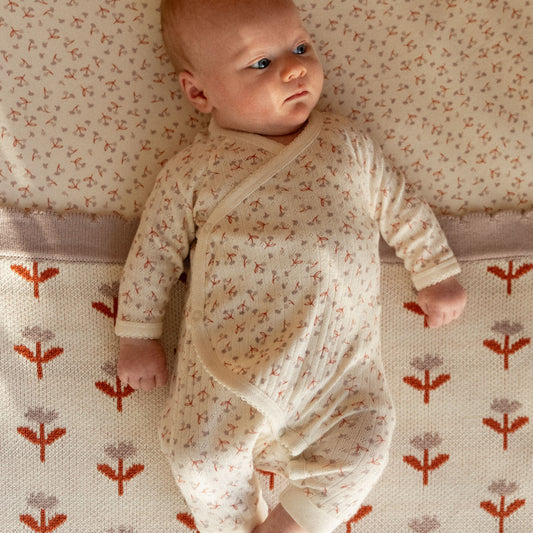 Long Sleeve Kimono Bodysuit Pointelle - Dandelion Print