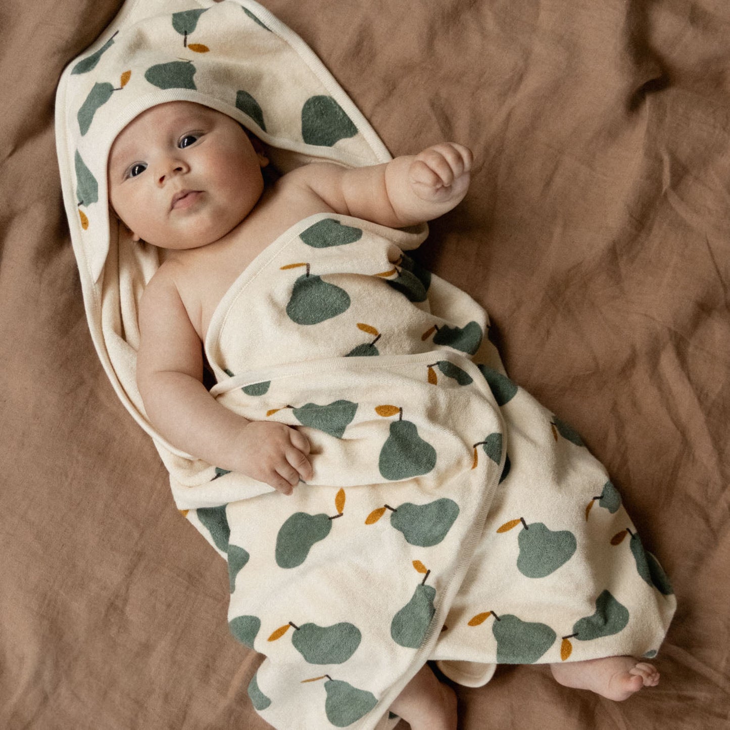 Organic Cotton Hooded Towel - Pear Print - One Size