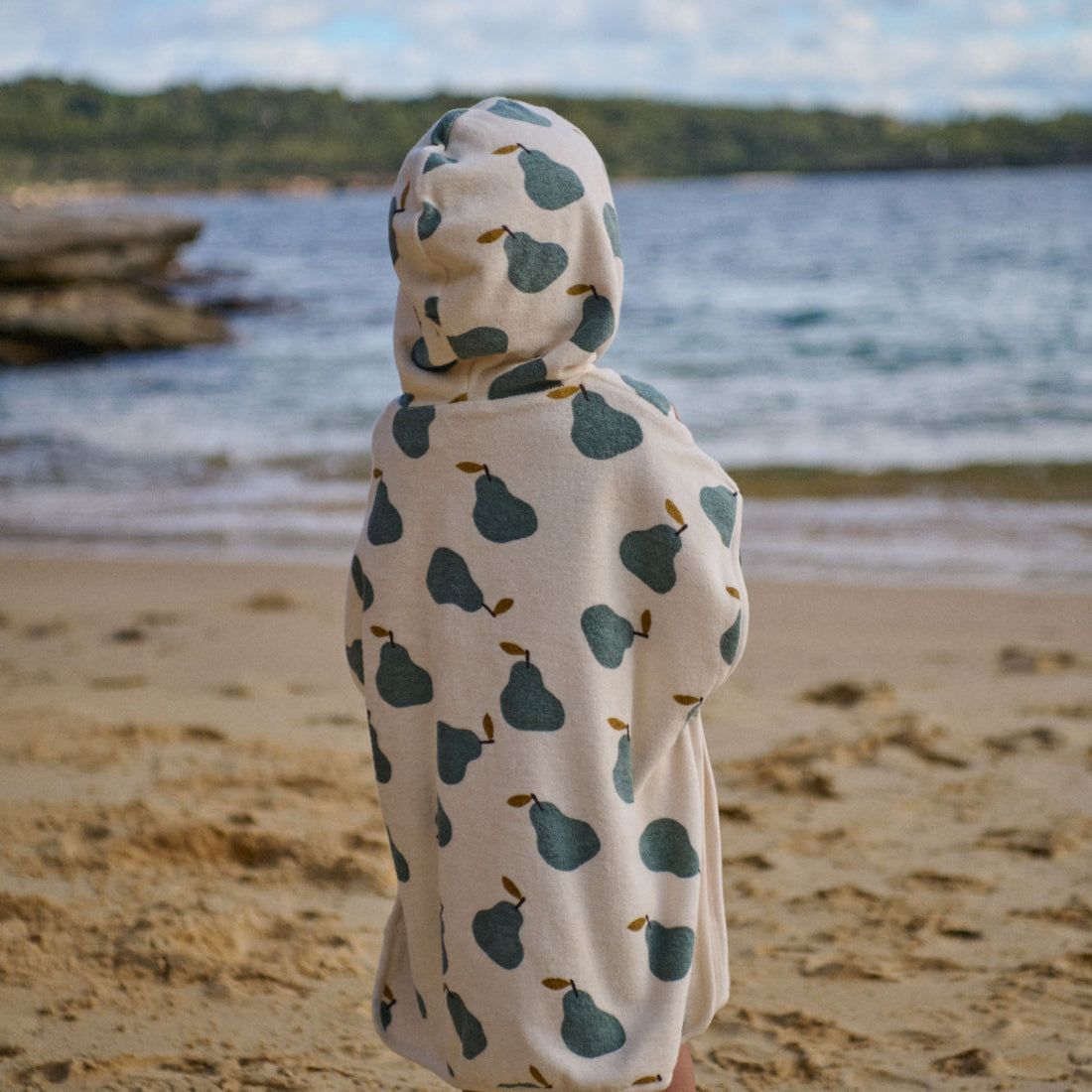 Organic Cotton Poncho Towel - Pear Print