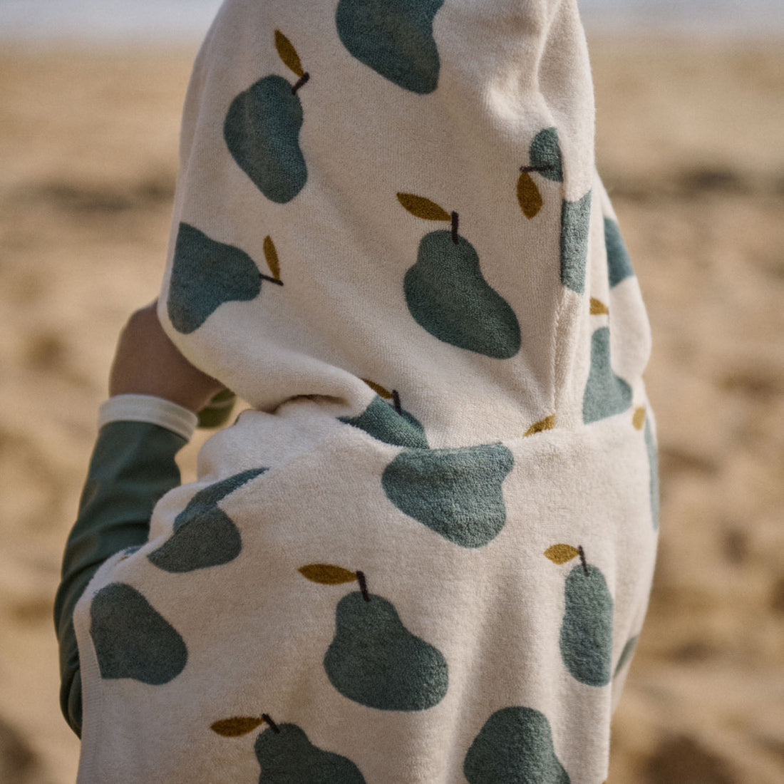 Organic Cotton Poncho Towel - Pear Print