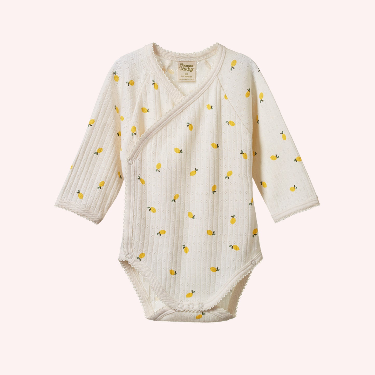 L/S Kimono Bodysuit Pointelle - Lemon Print