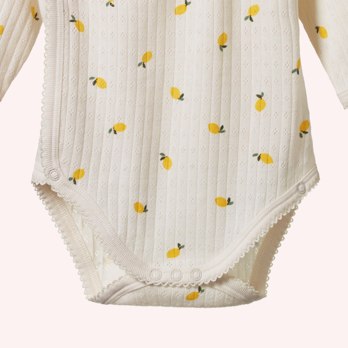 L/S Kimono Bodysuit Pointelle - Lemon Print