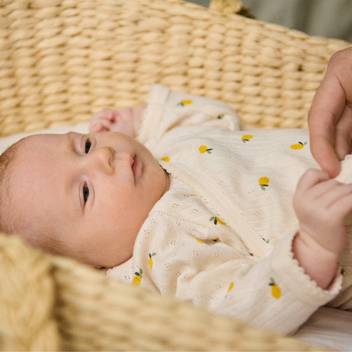 L/S Kimono Bodysuit Pointelle - Lemon Print