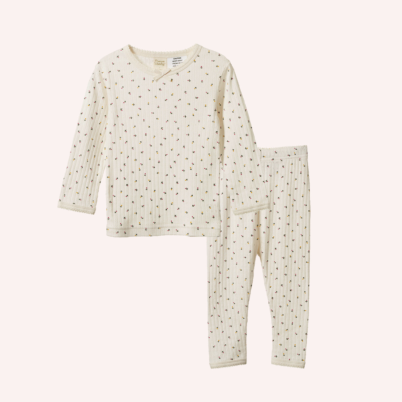 Long Sleeve Pyjama Set Pointelle - Aster Floral Print