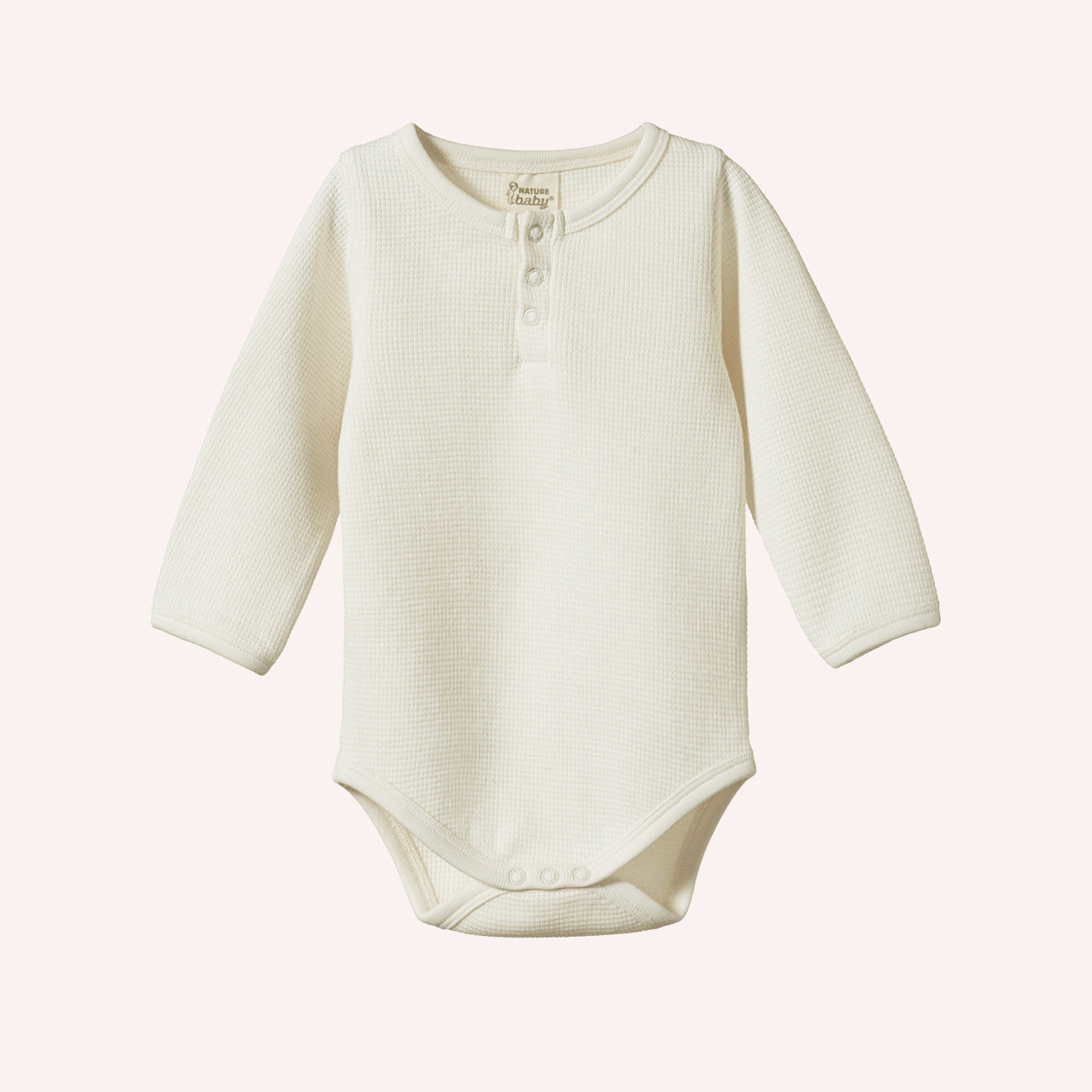 Henley L/S Bodysuit Waffle - Natural