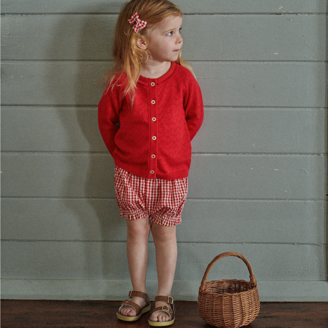 Piper Cardigan - Raspberry Red Pointelle