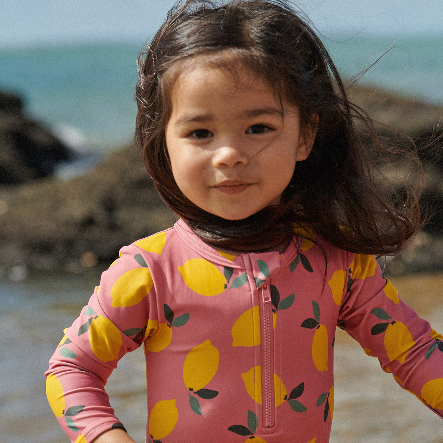 One Piece Bathing Trunks - Lemmony Rose Print