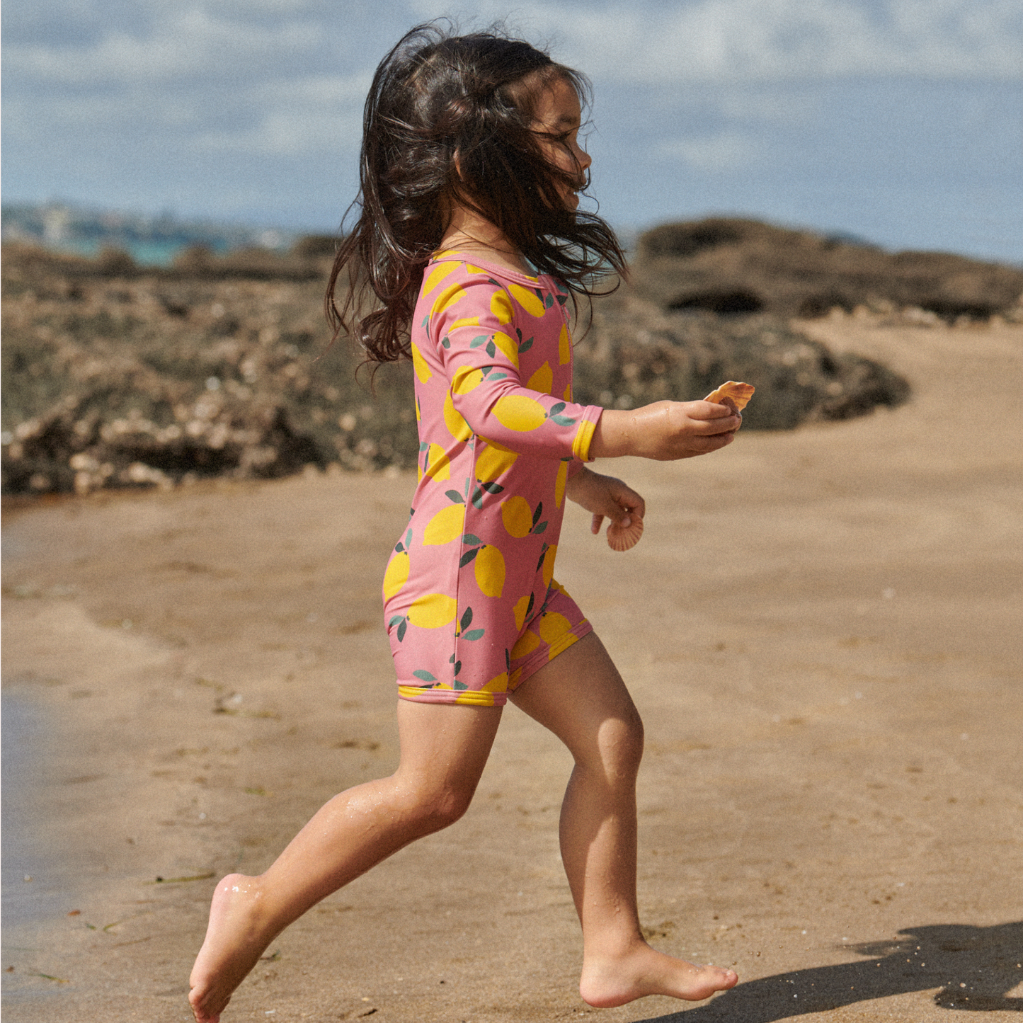 One Piece Bathing Trunks - Lemmony Rose Print