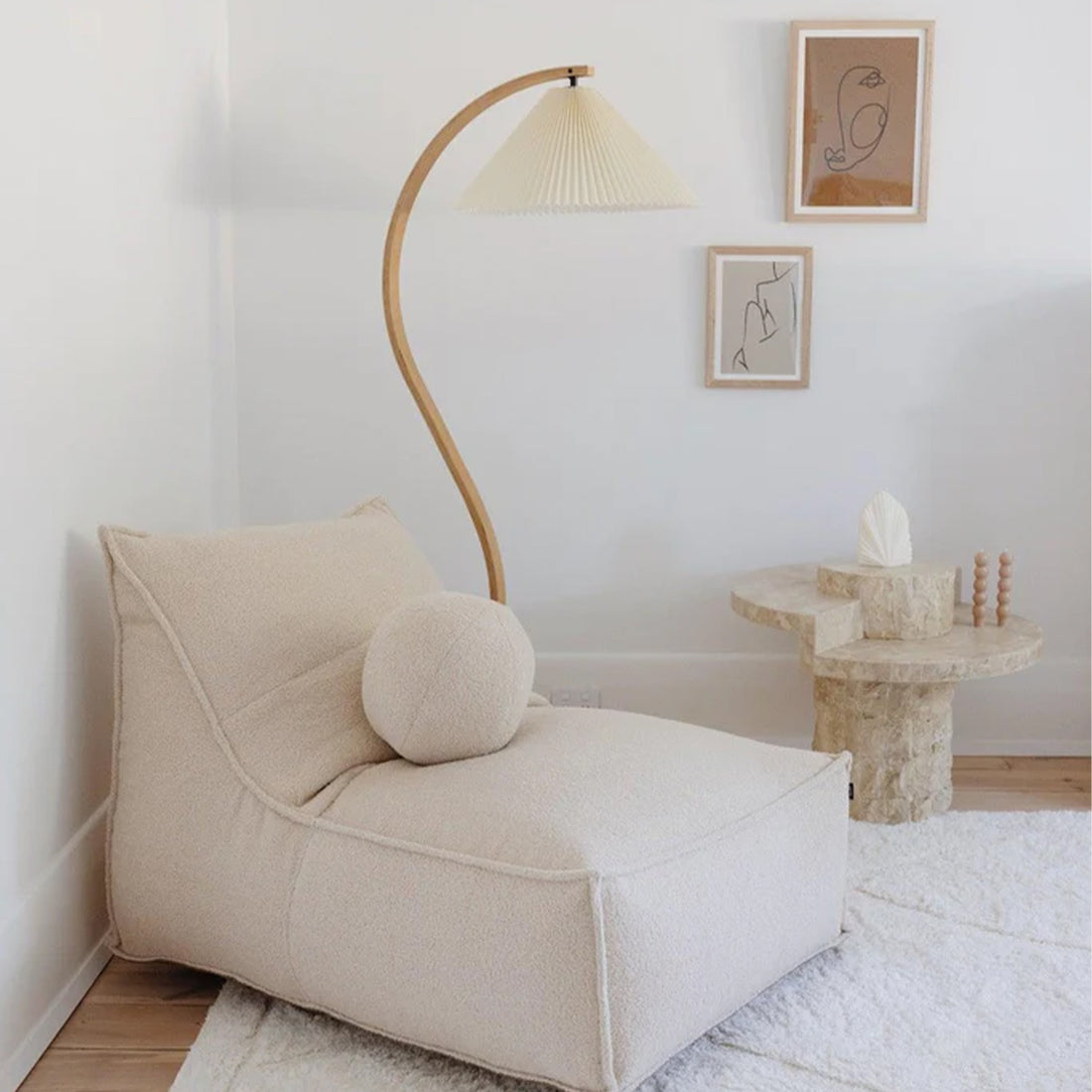 Pleated Floor Lamp - Cream