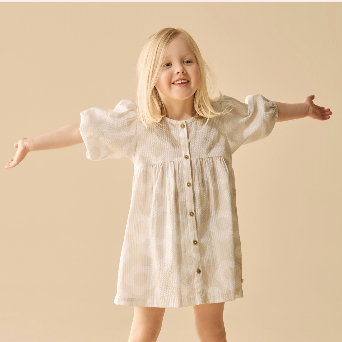 Organic Button Dress - Daisy Bloom