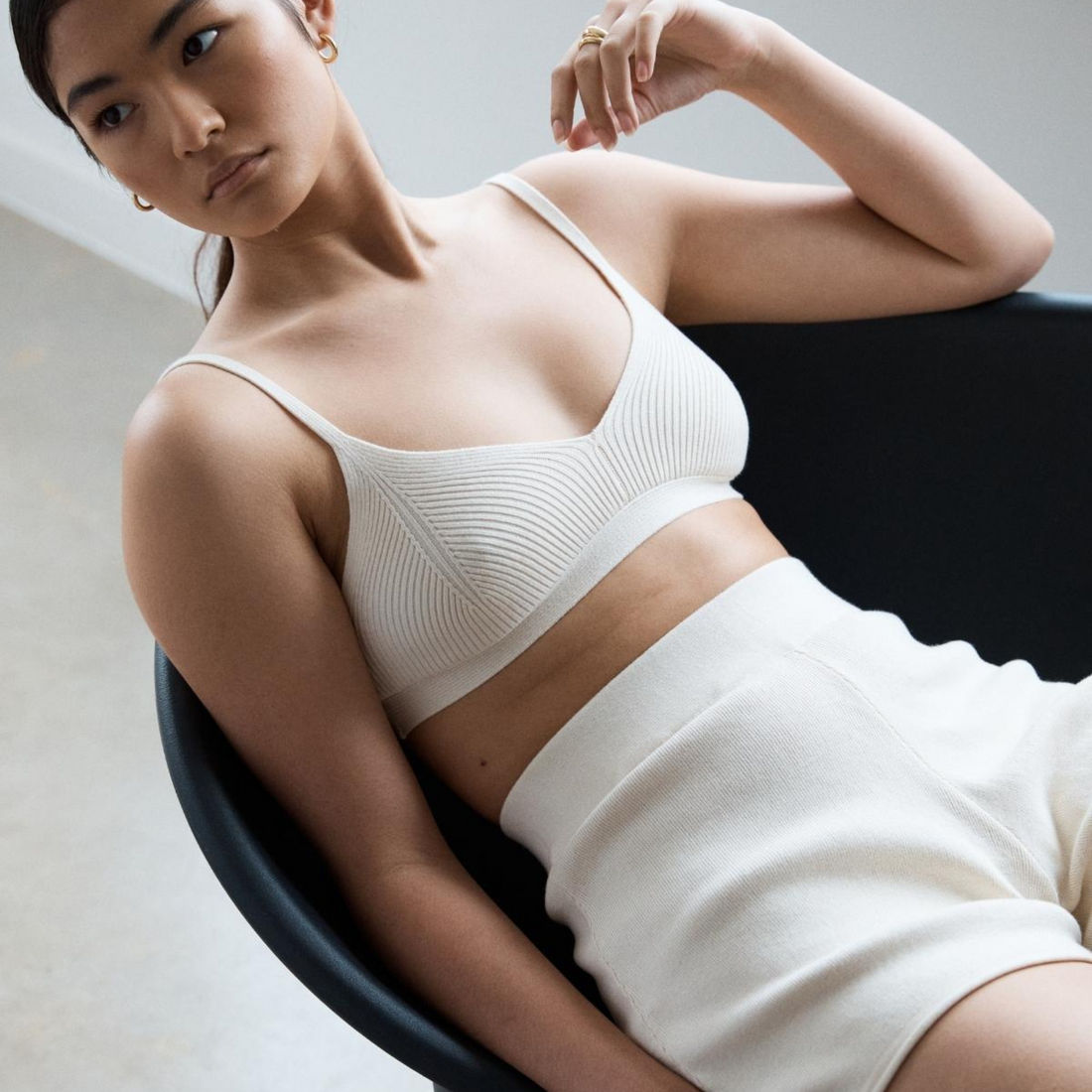 Organic Cotton Knit Short Ecru