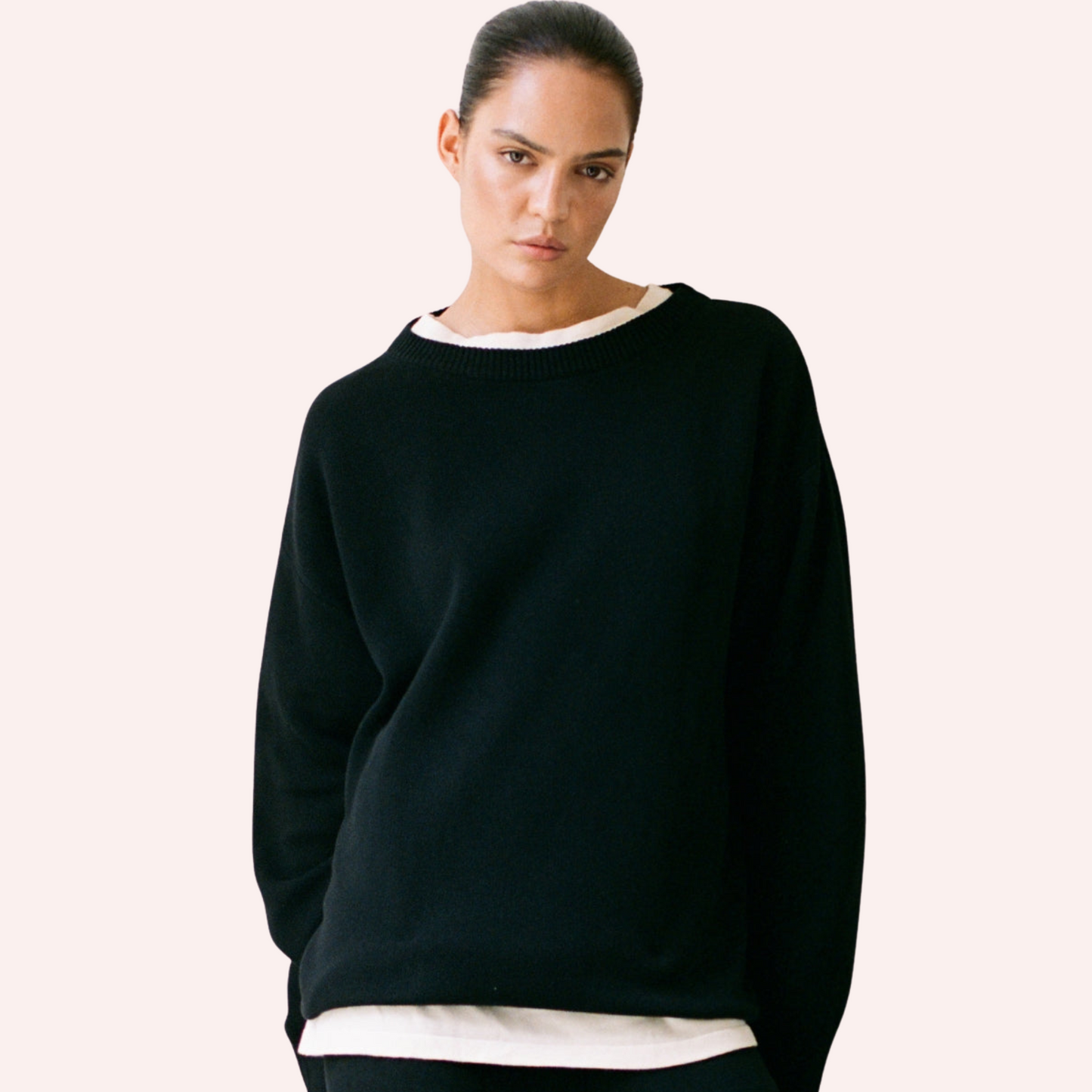 Organic Cotton Knit Sweater - Black