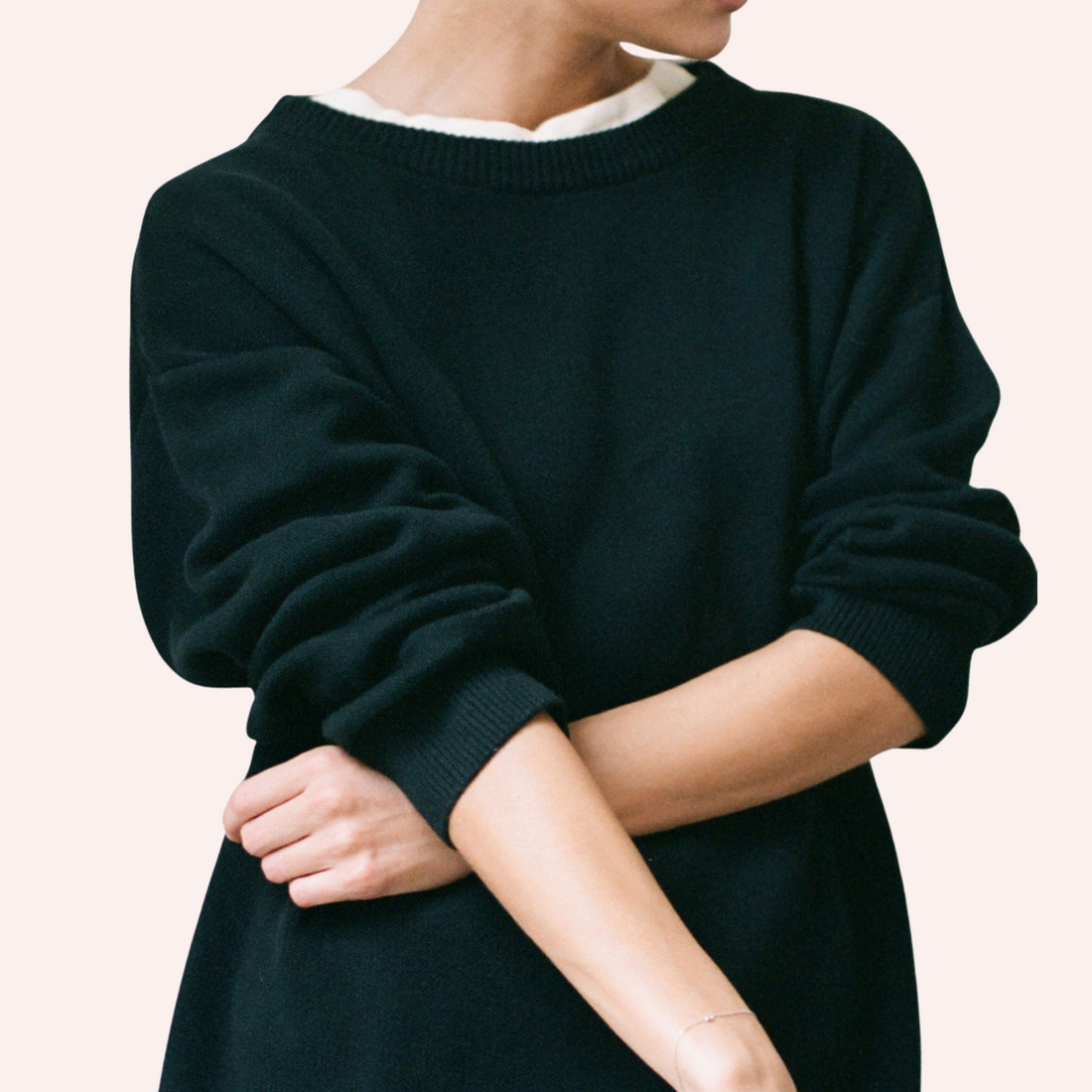 Organic Cotton Knit Sweater - Black
