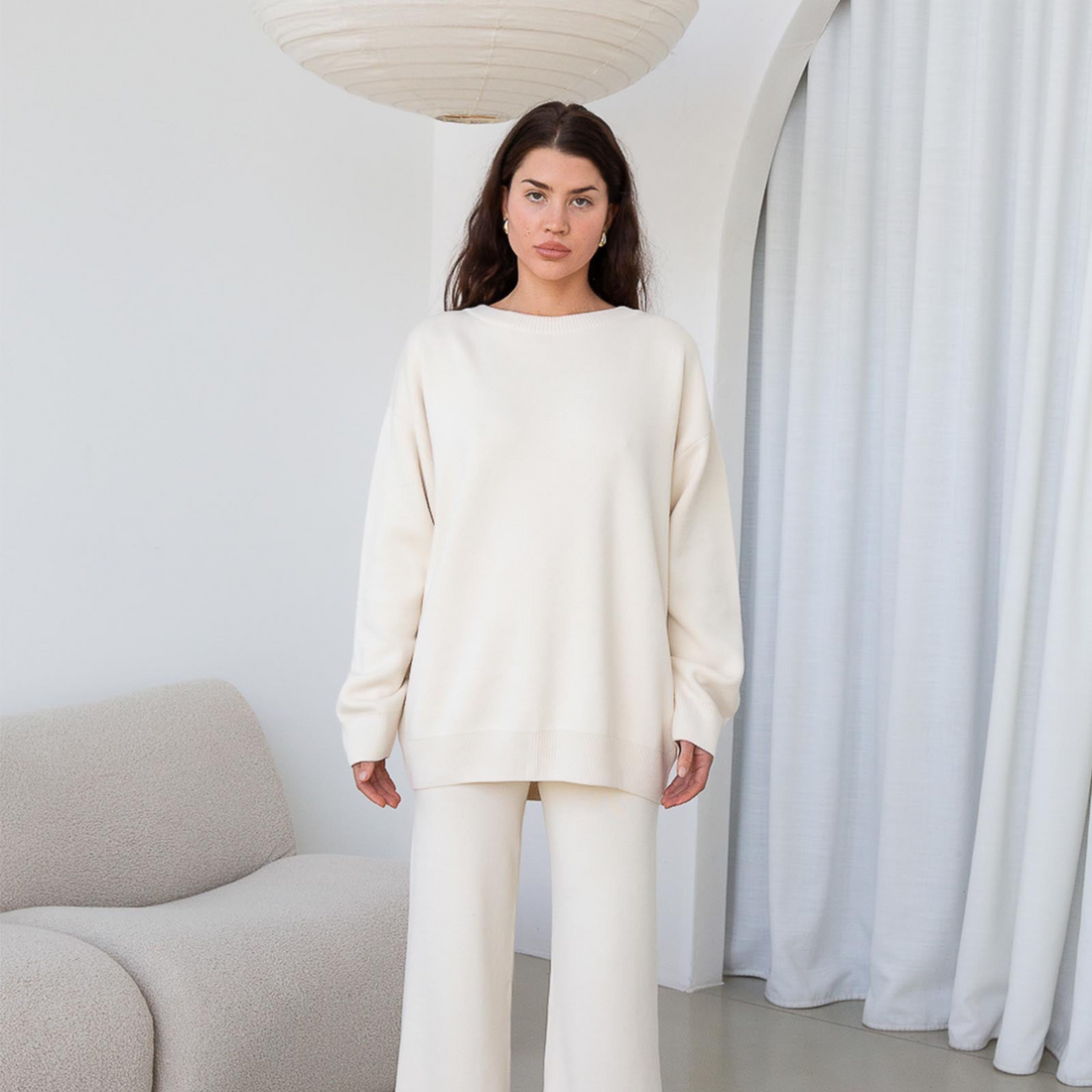 Organic Cotton Knit Sweater - Ecru