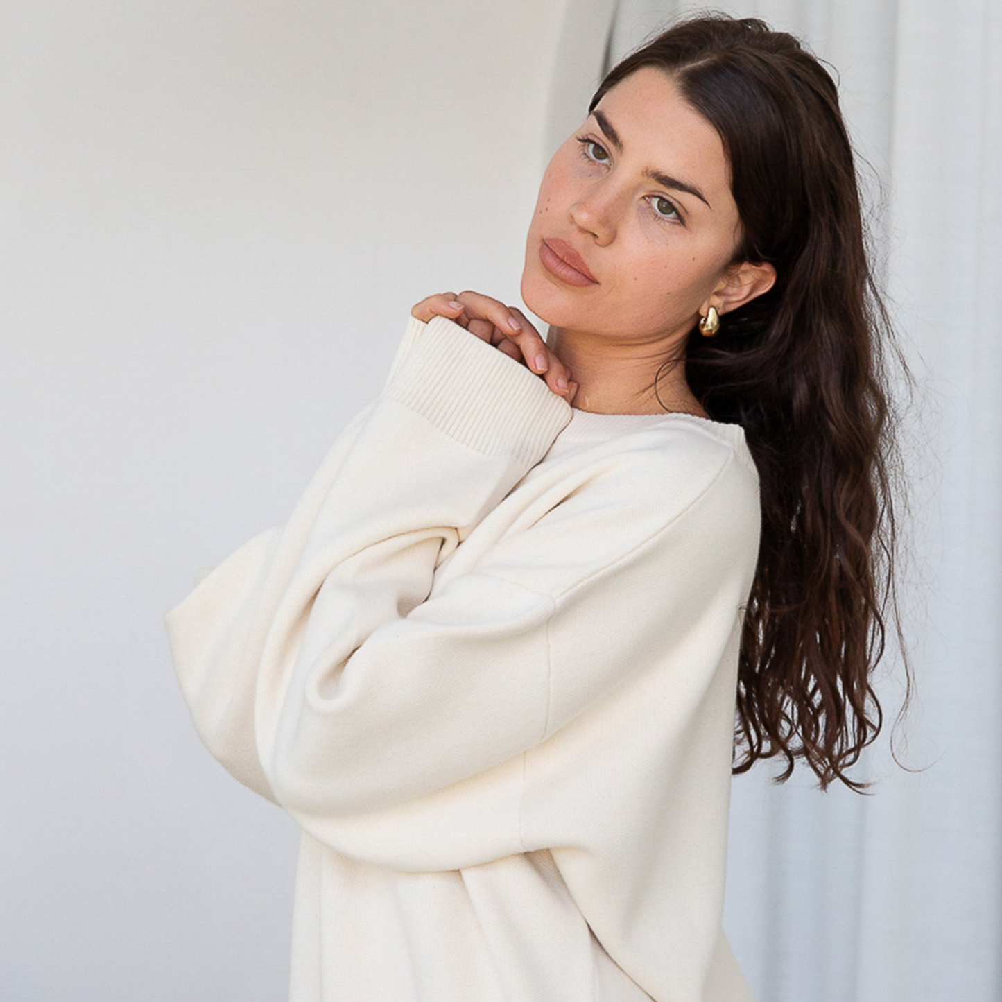 Organic Cotton Knit Sweater - Ecru