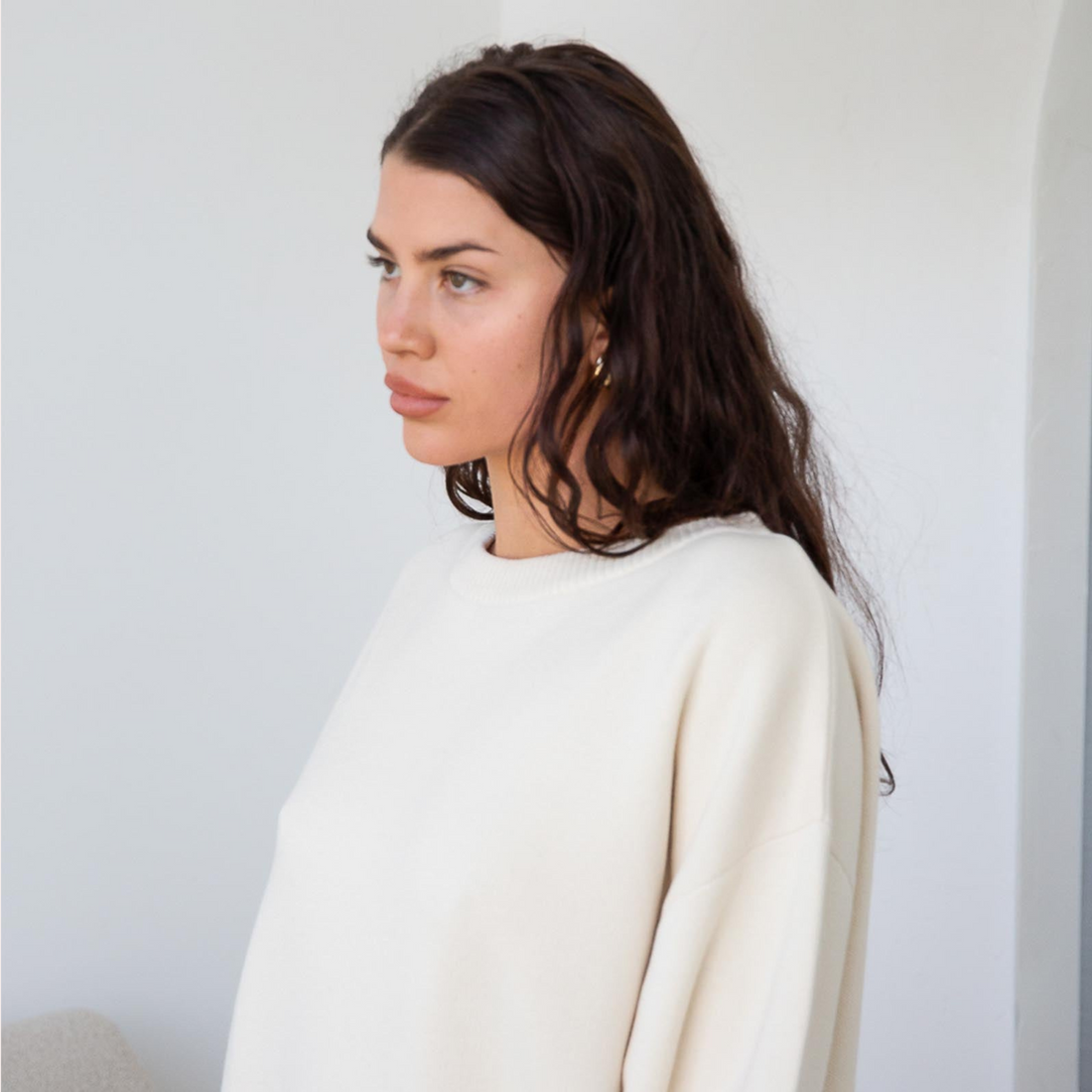 Organic Cotton Knit Sweater - Ecru