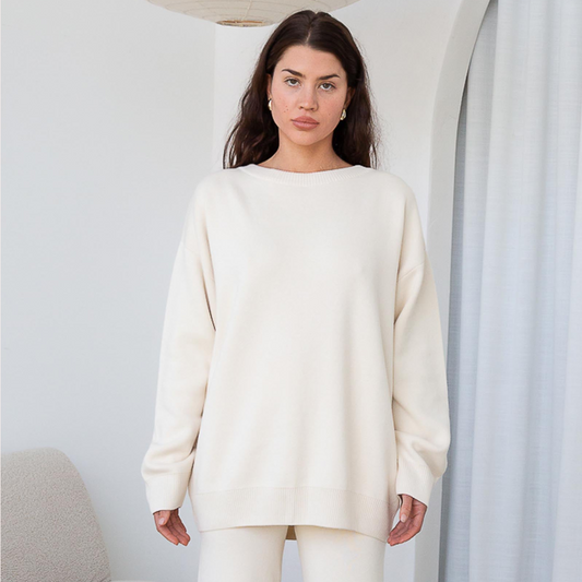 Organic Cotton Knit Sweater - Ecru