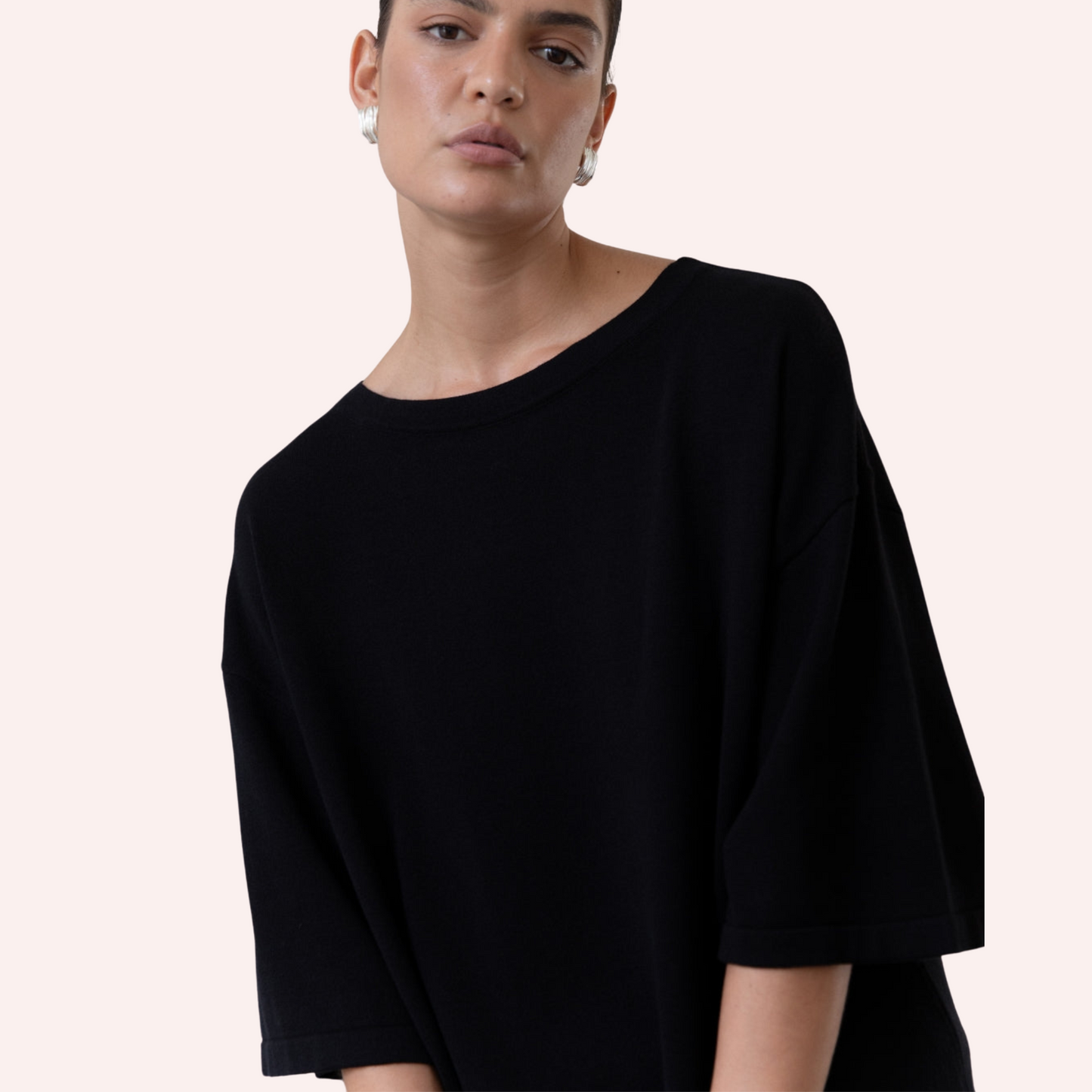 Organic Cotton Knit Tee Black