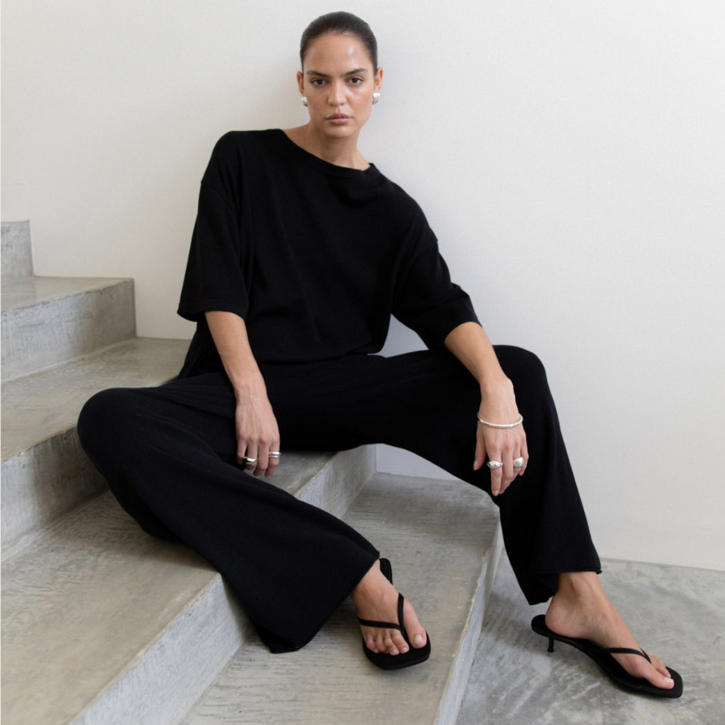 Organic Cotton Knit Pant Black