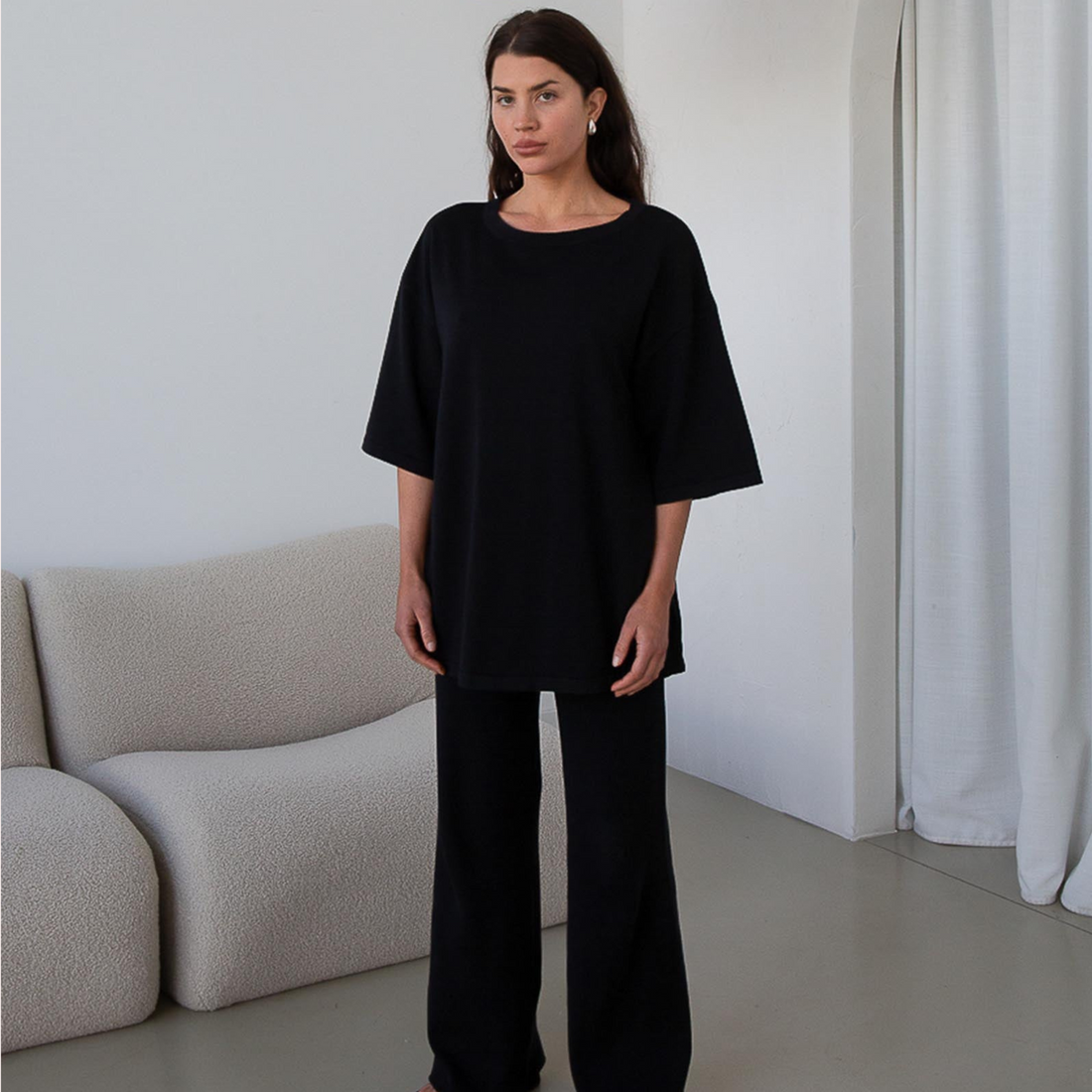 Organic Cotton Knit Pant Black