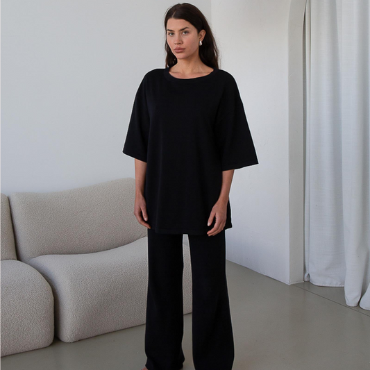 Organic Cotton Knit Tee Black