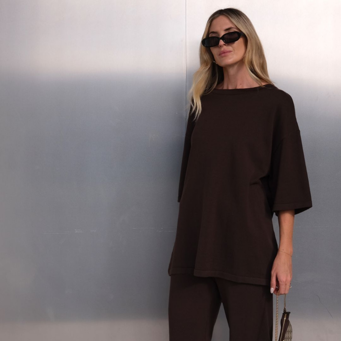 Organic Cotton Knit Tee Chocolate