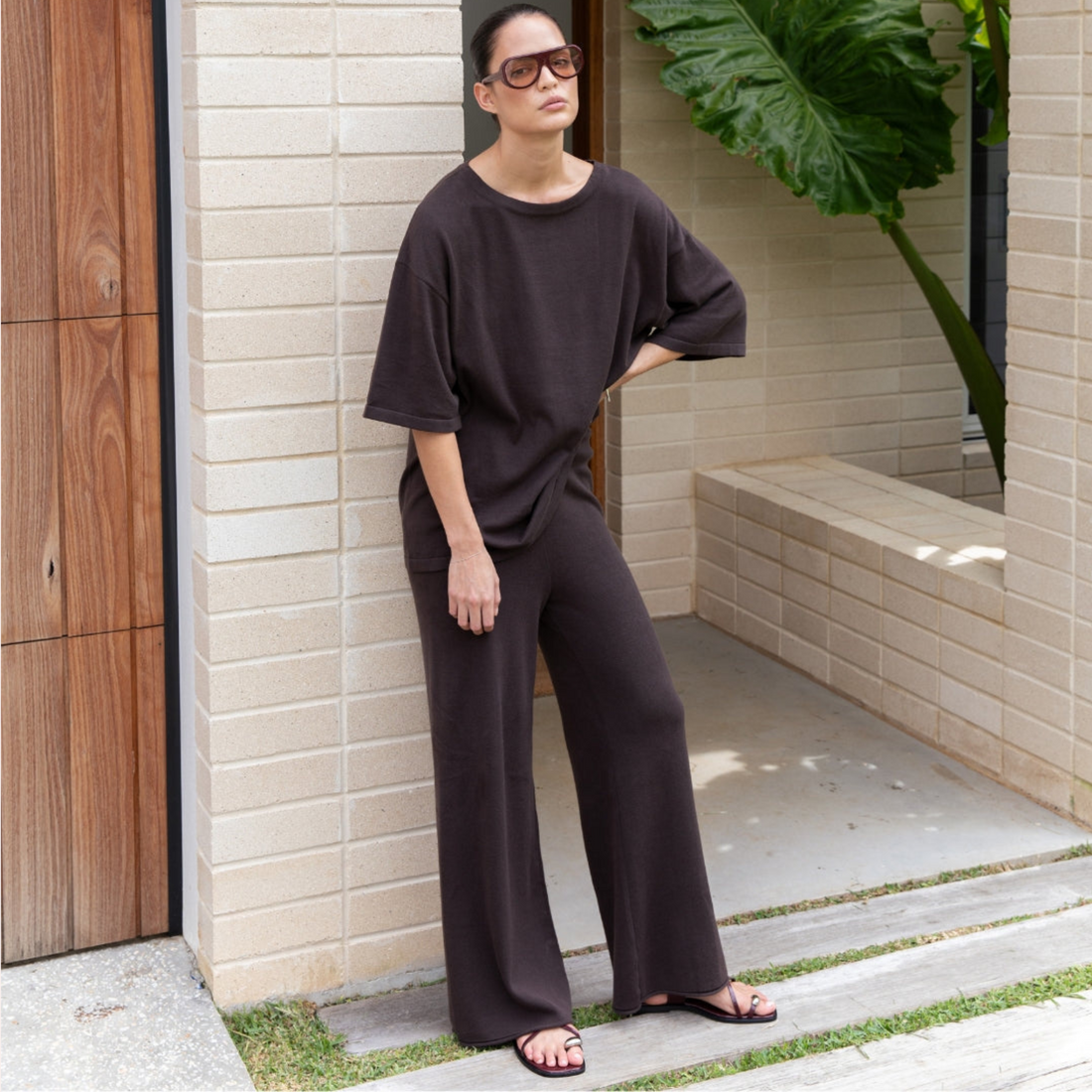 Organic Cotton Knit Pant Chocolate