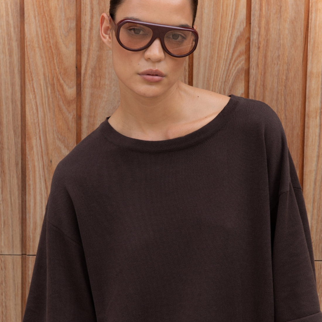 Organic Cotton Knit Tee Chocolate