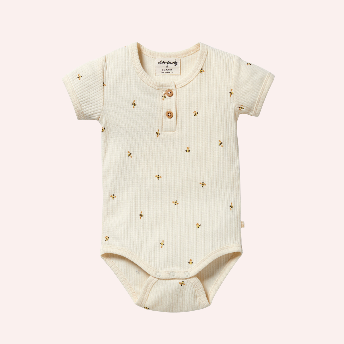 Organic Henley Bodysuit - Bee Mine