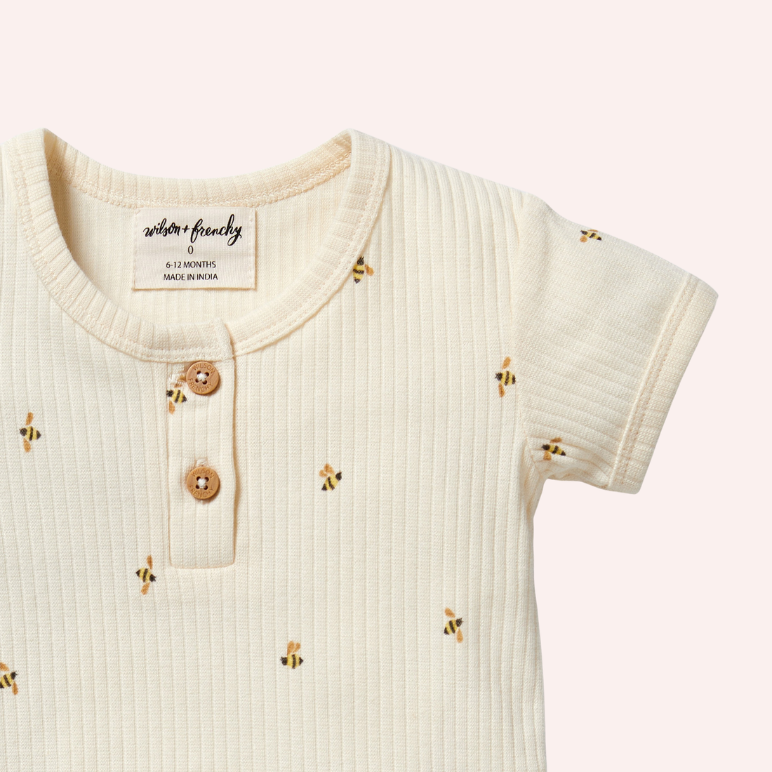 Organic Henley Bodysuit - Bee Mine