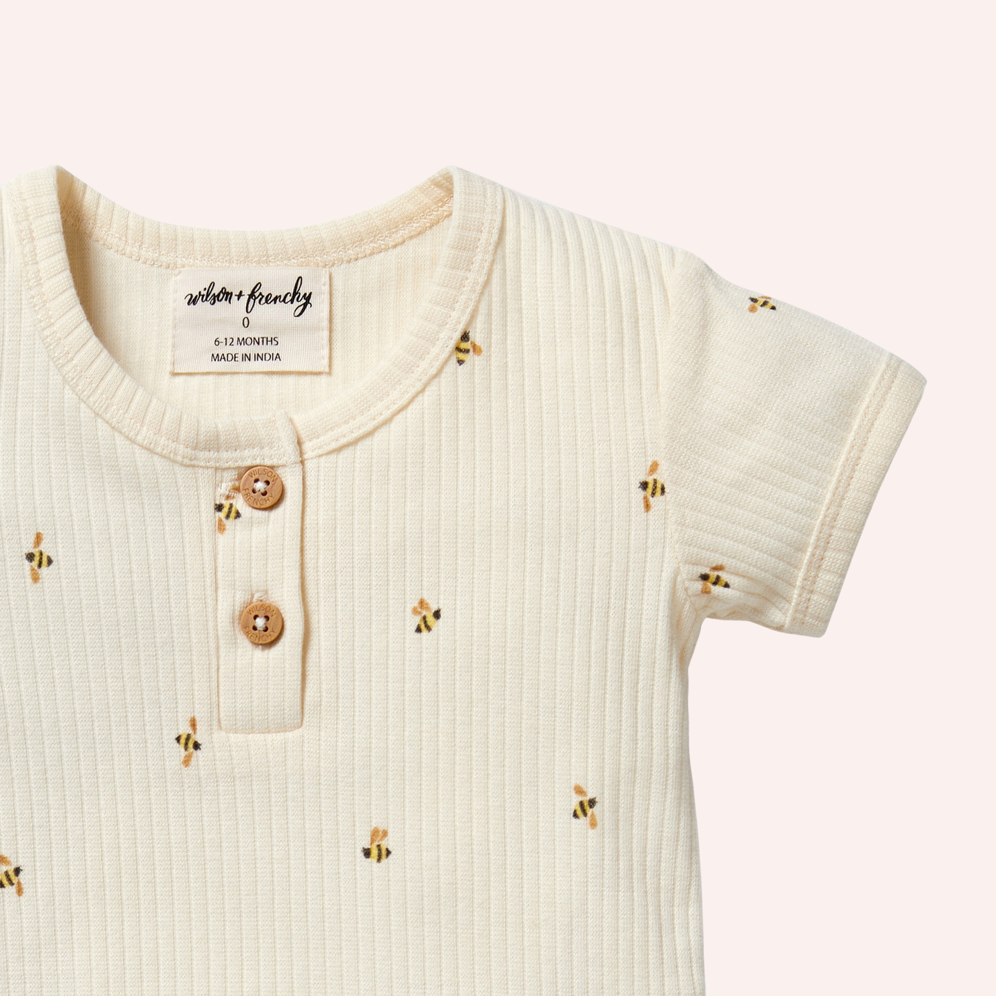 Organic Henley Bodysuit - Bee Mine