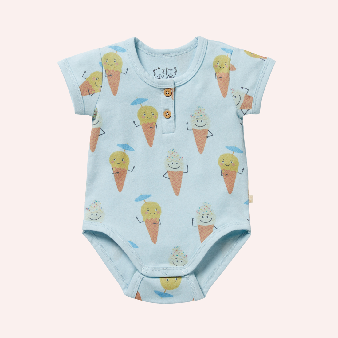 Organic Henley Bodysuit - Frosty Friends