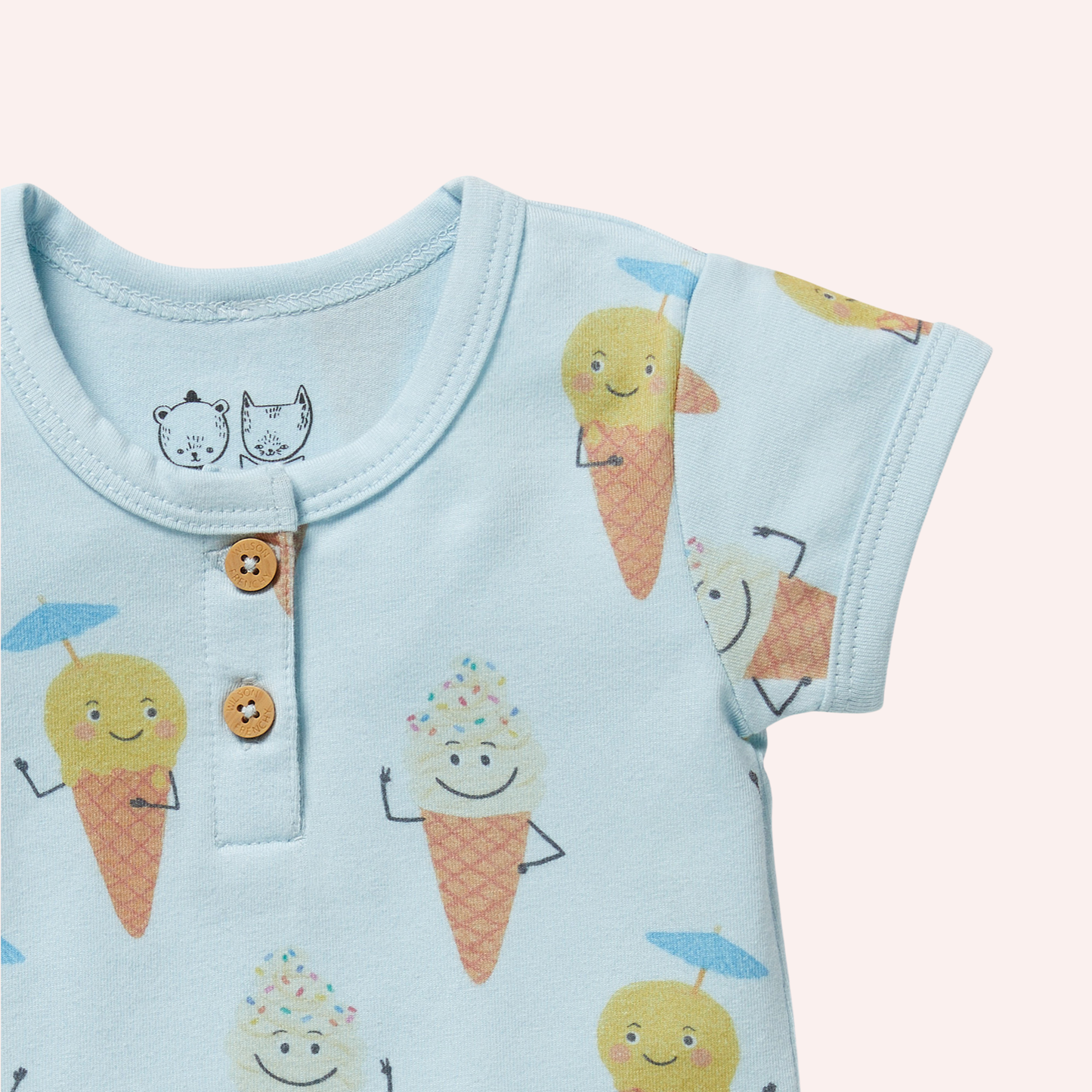 Organic Henley Bodysuit - Frosty Friends