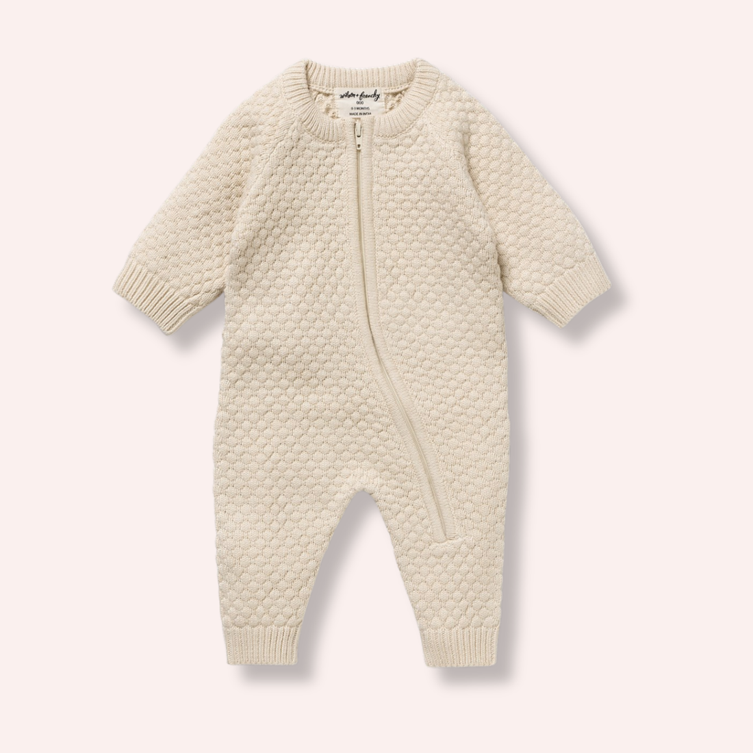Organic Knitted Bubble Growsuit - Cream