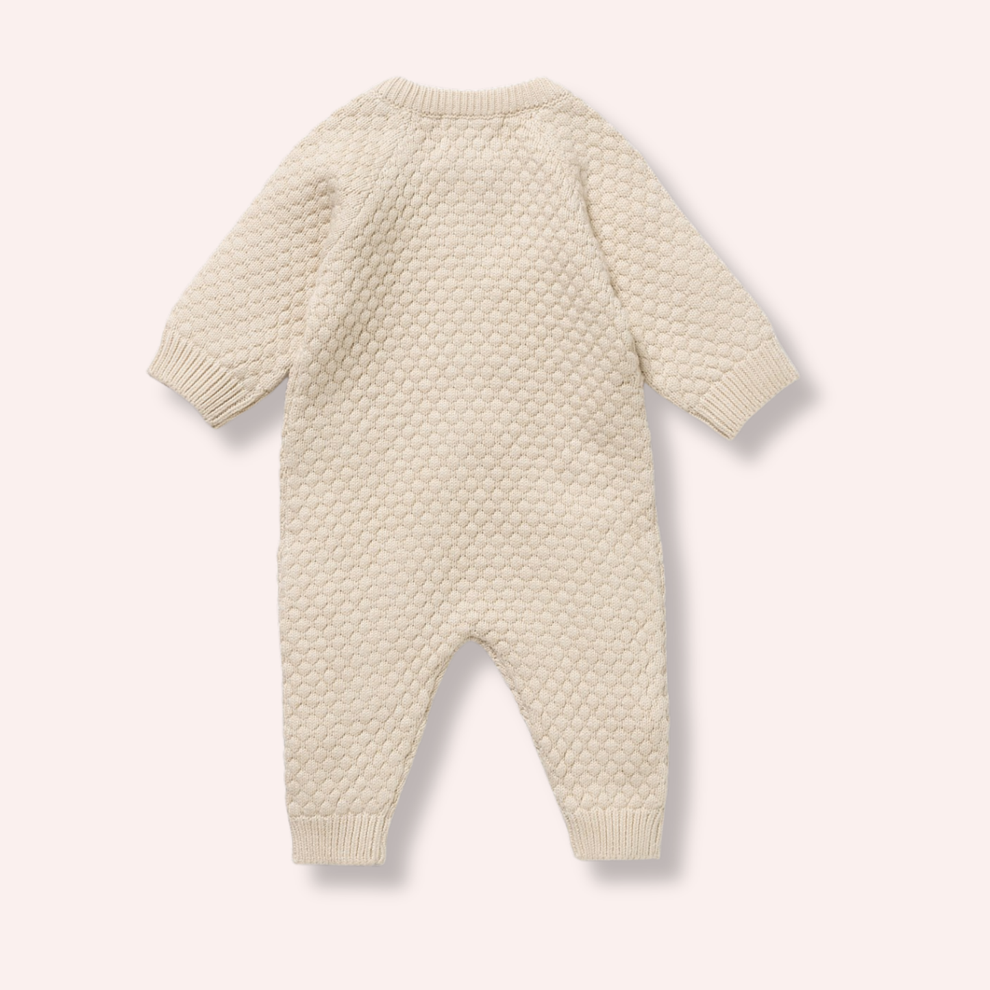 Organic Knitted Bubble Growsuit - Cream