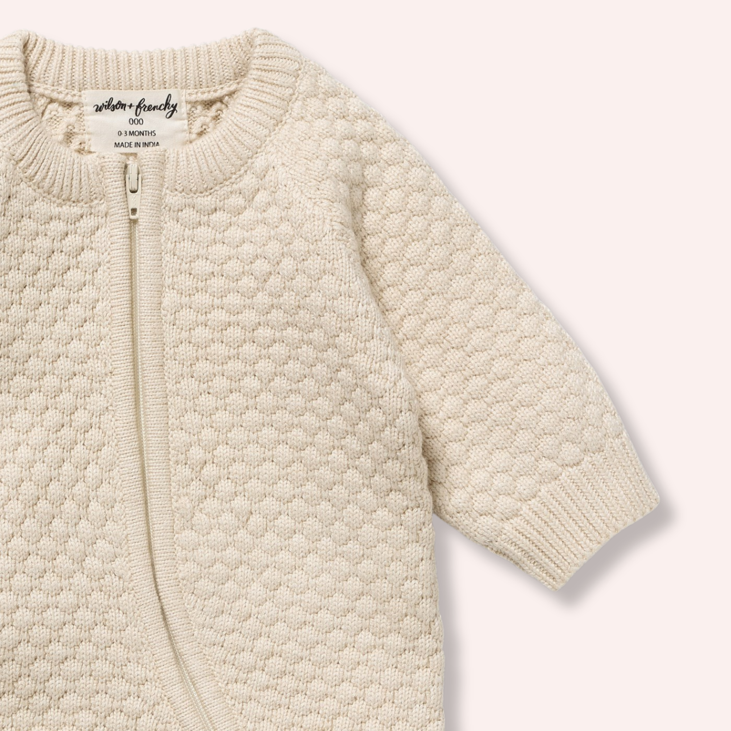 Organic Knitted Bubble Growsuit - Cream