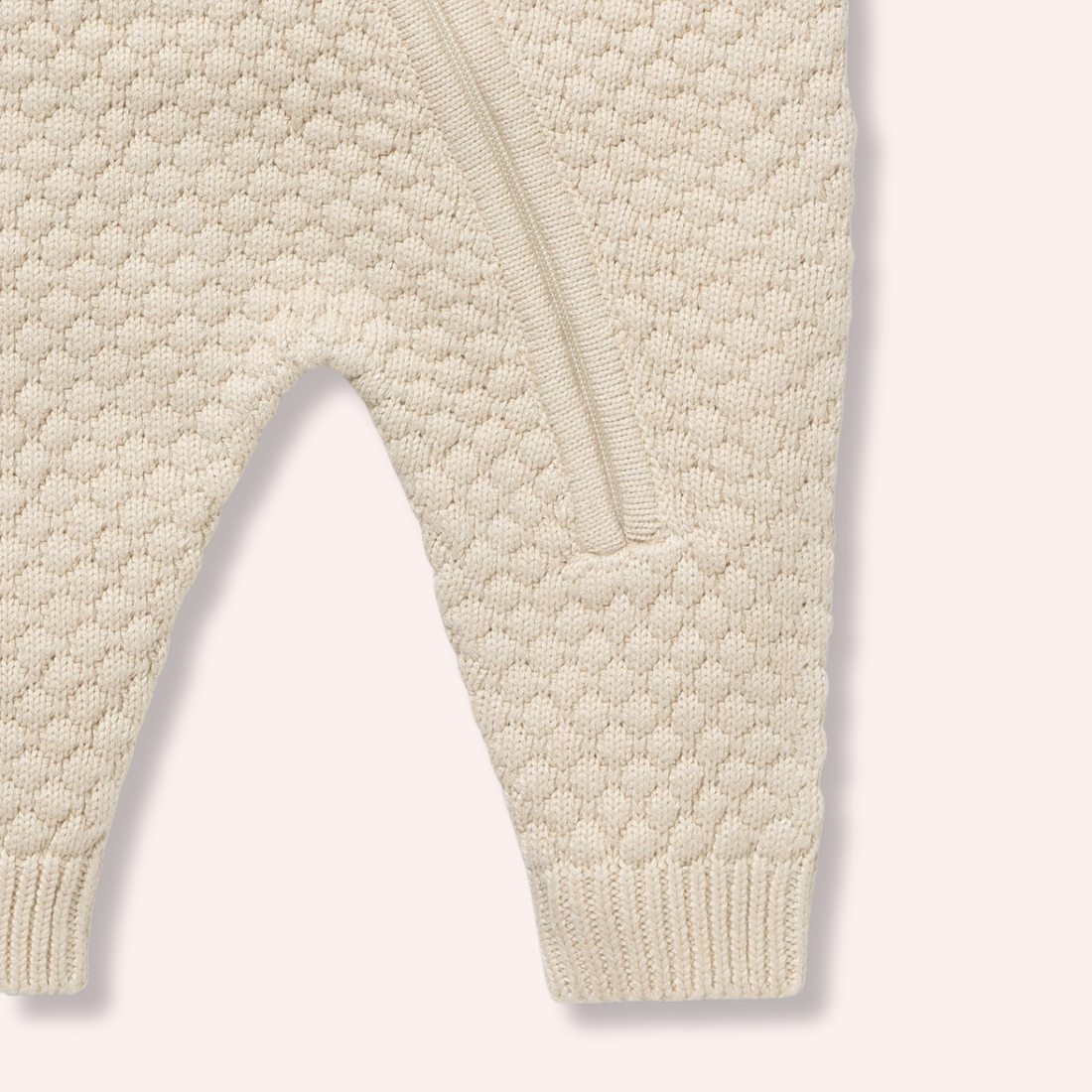 Organic Knitted Bubble Growsuit - Cream