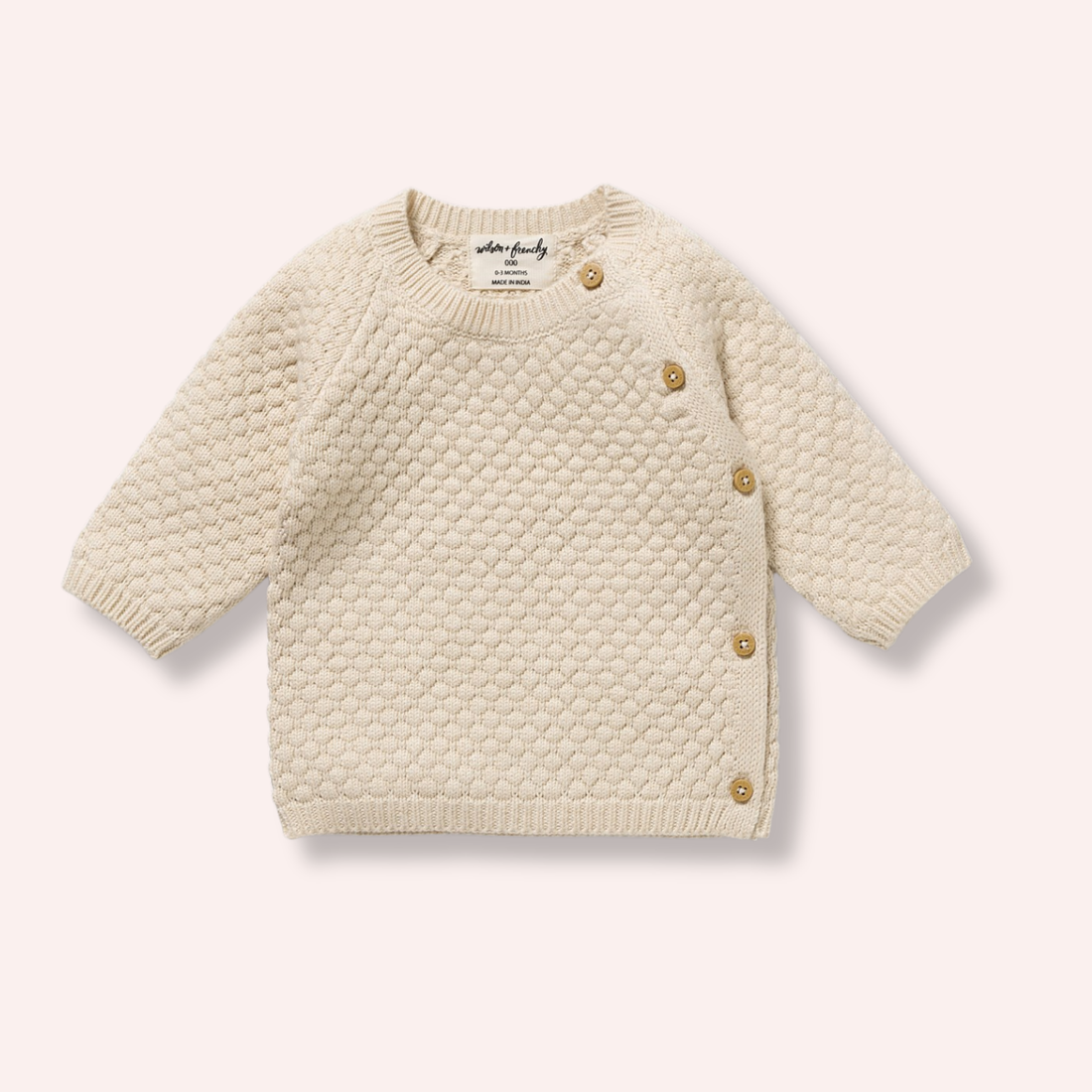 Organic Knitted Bubble Kimono Cardigan - Cream