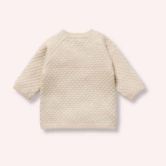 Organic Knitted Bubble Kimono Cardigan - Cream