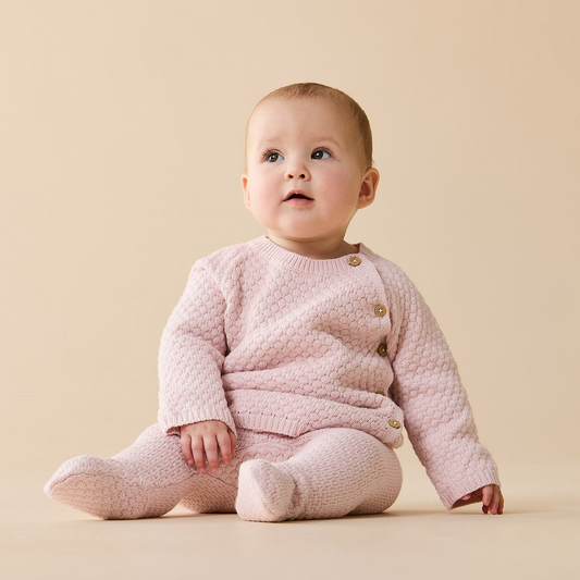 Organic Knitted Bubble Kimono Cardigan - Marshmellow