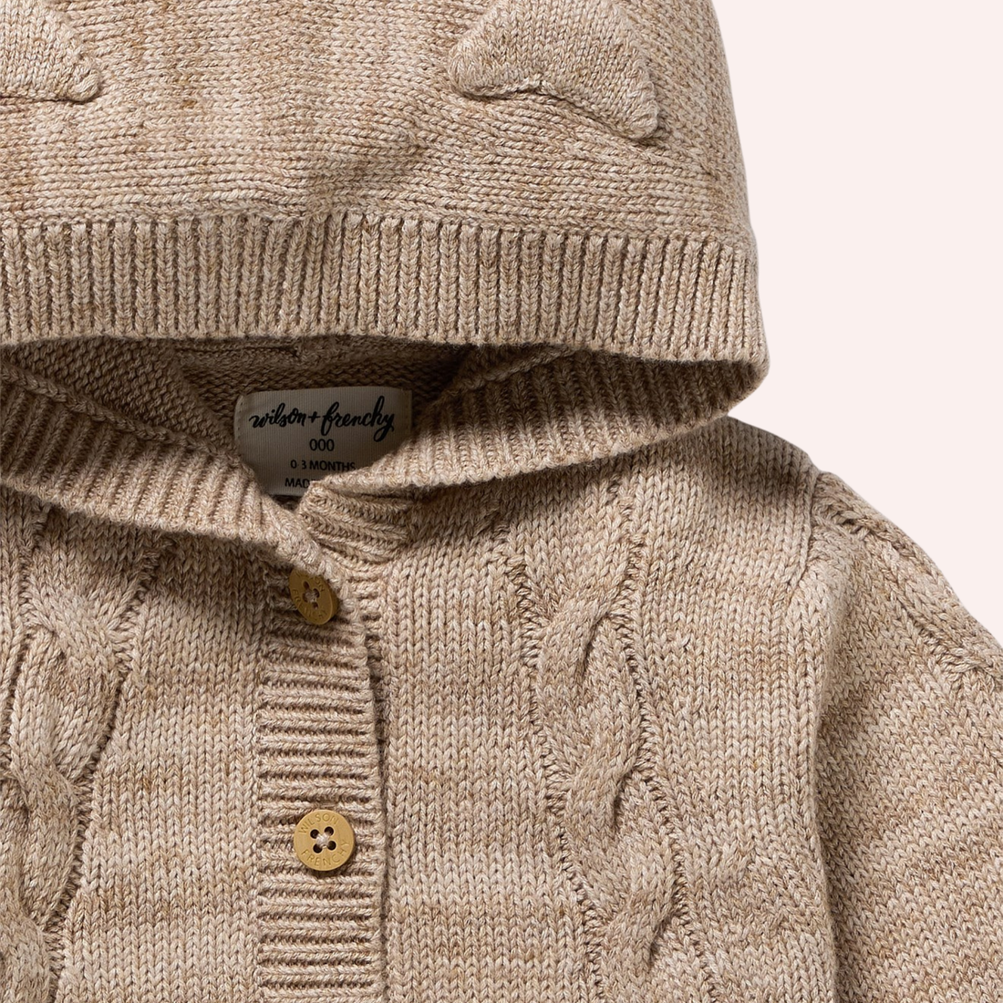 Organic Knitted Cable Jacket - Sandstone