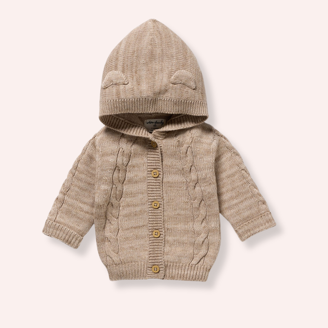 Organic Knitted Cable Jacket - Sandstone